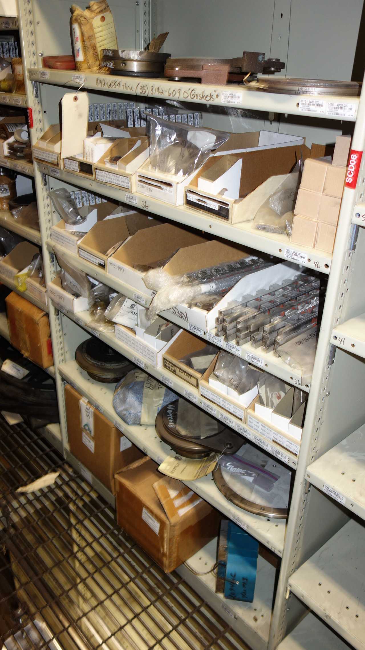 CONTENTS OF 4 SHELF COLUMNS, ASSORTED MRO - SHELVING