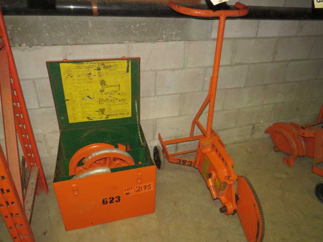 GREENLEE 1818 MECHANICAL PIPE BENDER 1/2" TO 2" W/ SHOE STORAGE BOX - ELECTRIC POWER TOOLS