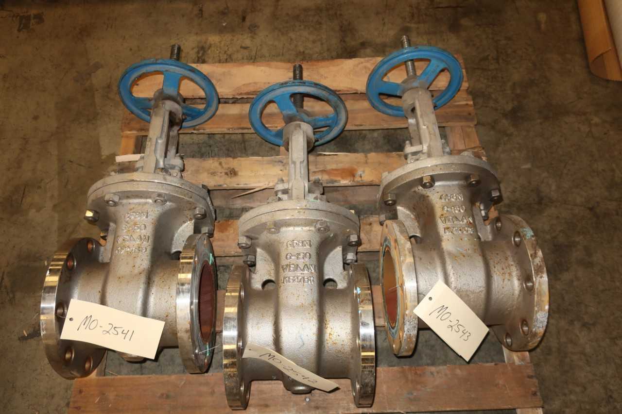LOT OF 3 VELAN 6IN CLASS 150 FLANGED WEDGE GATE VALVES - KNIFE GATE VALVE