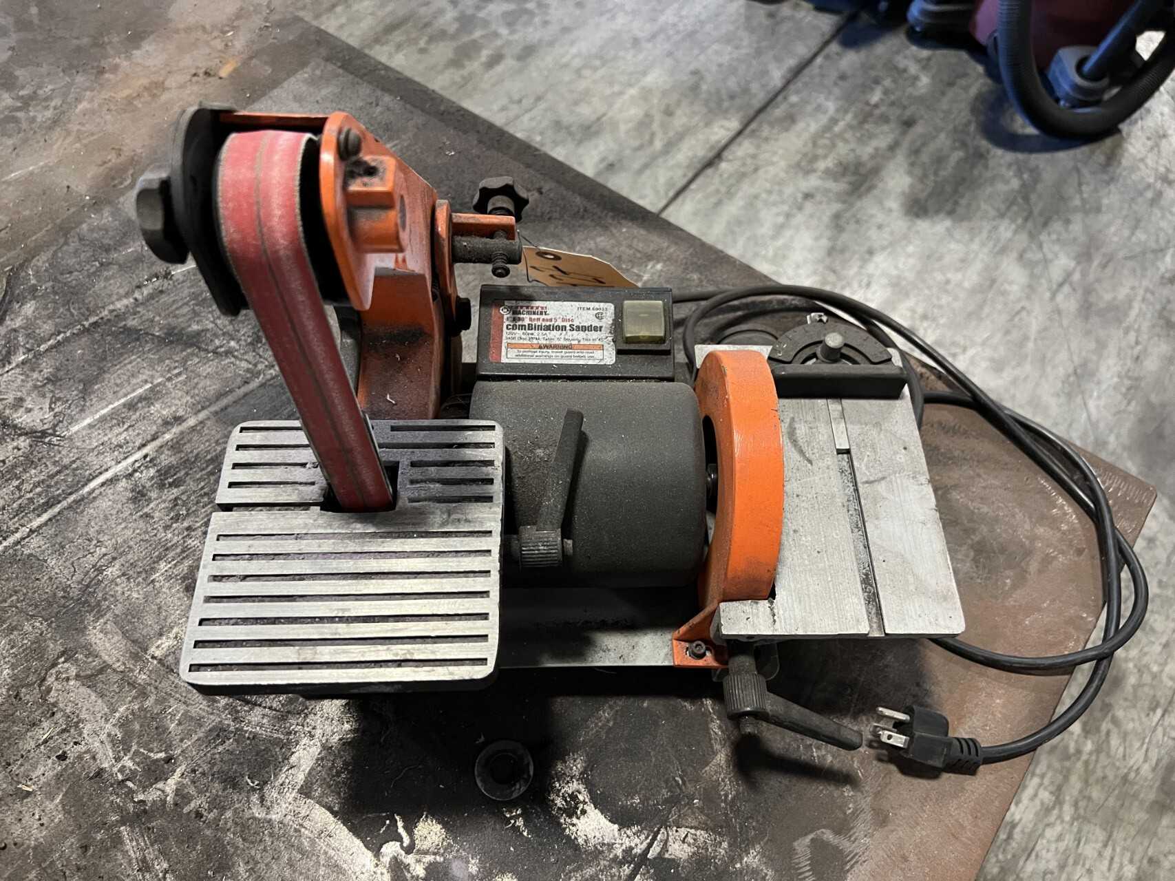 Central Machiner 1"x30" belt and 5" disc combination sander 120V- 60HZ 2.5 A 5" square tilts to 45 degree - GRINDING MACHINES