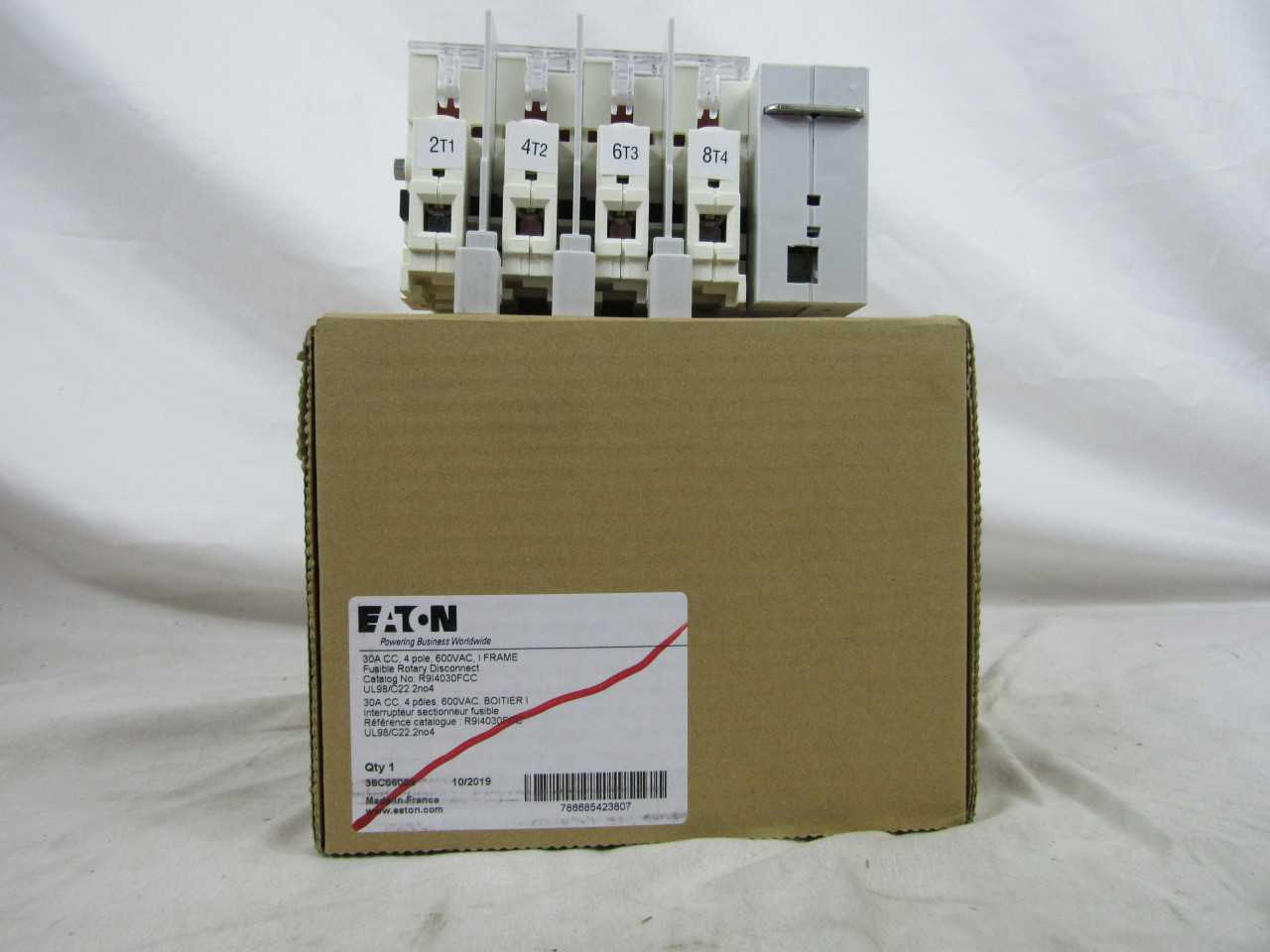 Quantity of 1 New Surplus Eaton R9I4030FCC Rotary Disconnect Switch 4P 30A 600V - DISCONNECT SWITCHES