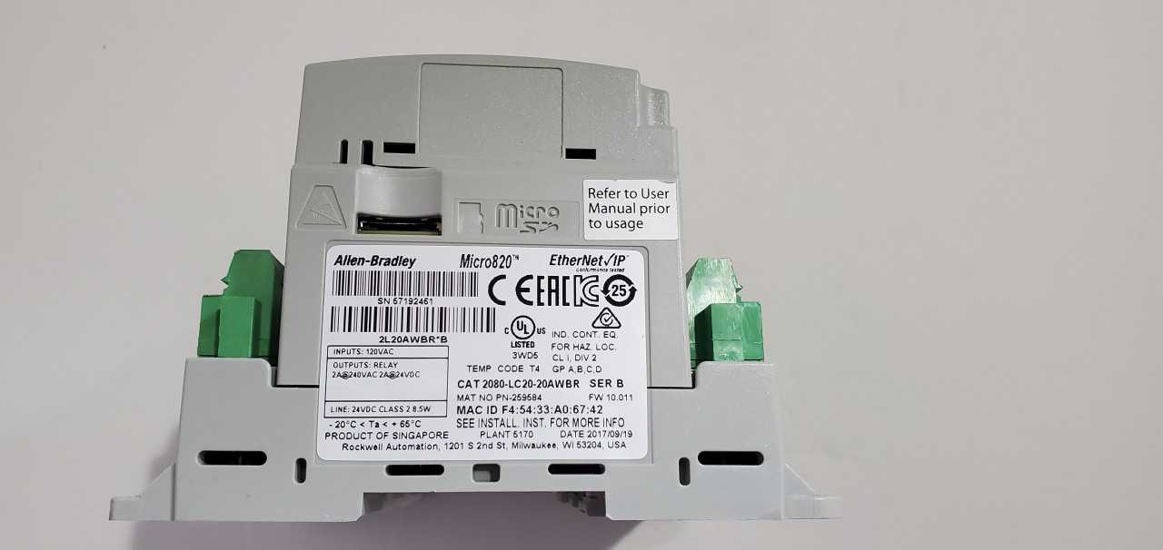 Allen Bradley Micro 820 2080-LC20-20AWB PLC - AUTOMATION & CONTROLS