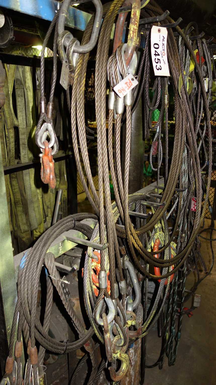 LOT OF WIRE SLINGS WITH SAFETY HOOKS - HAND TOOLS