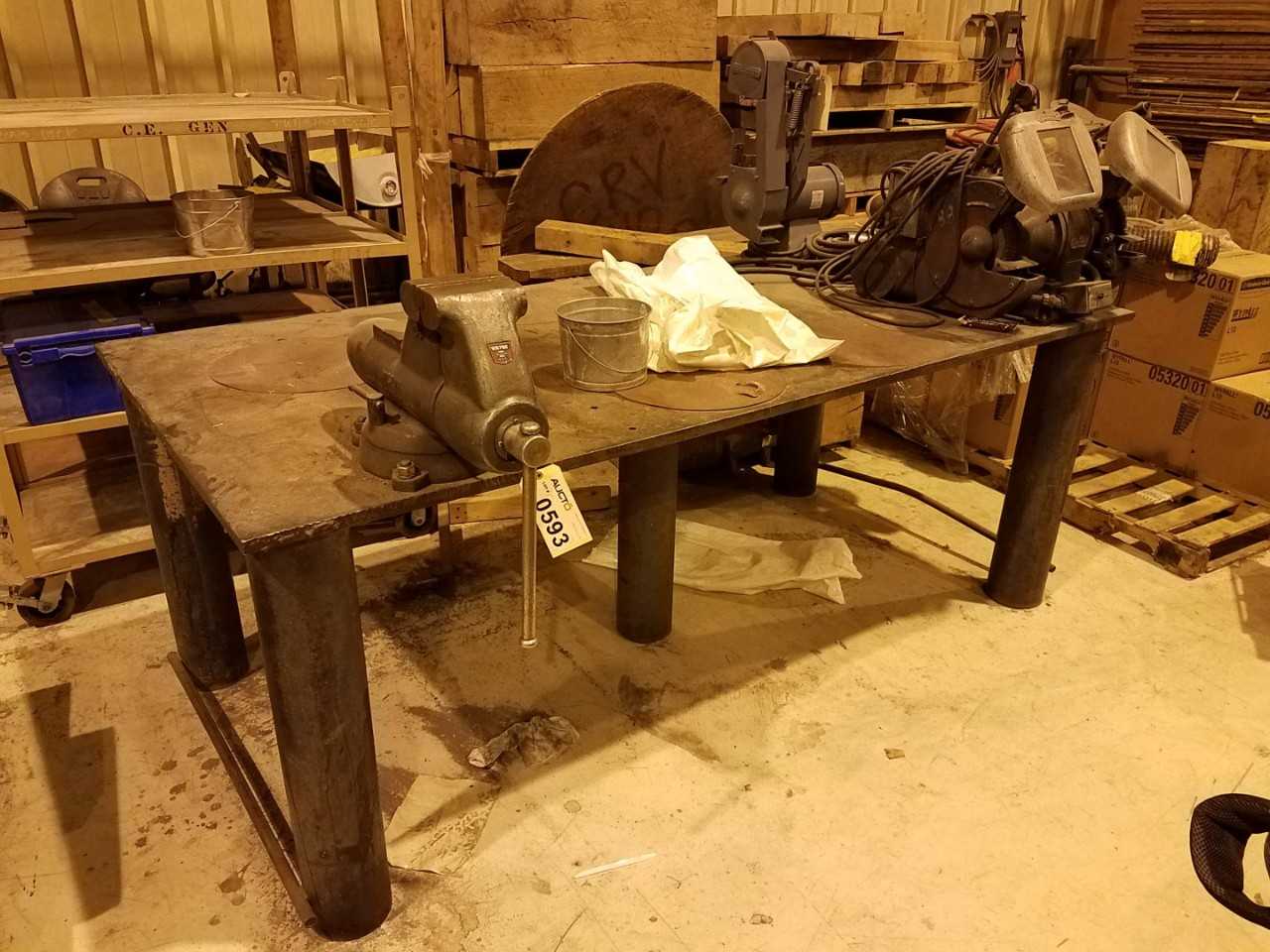 8' x 4' steel work table with Wilton 6" vise - PLANT & FACILITY