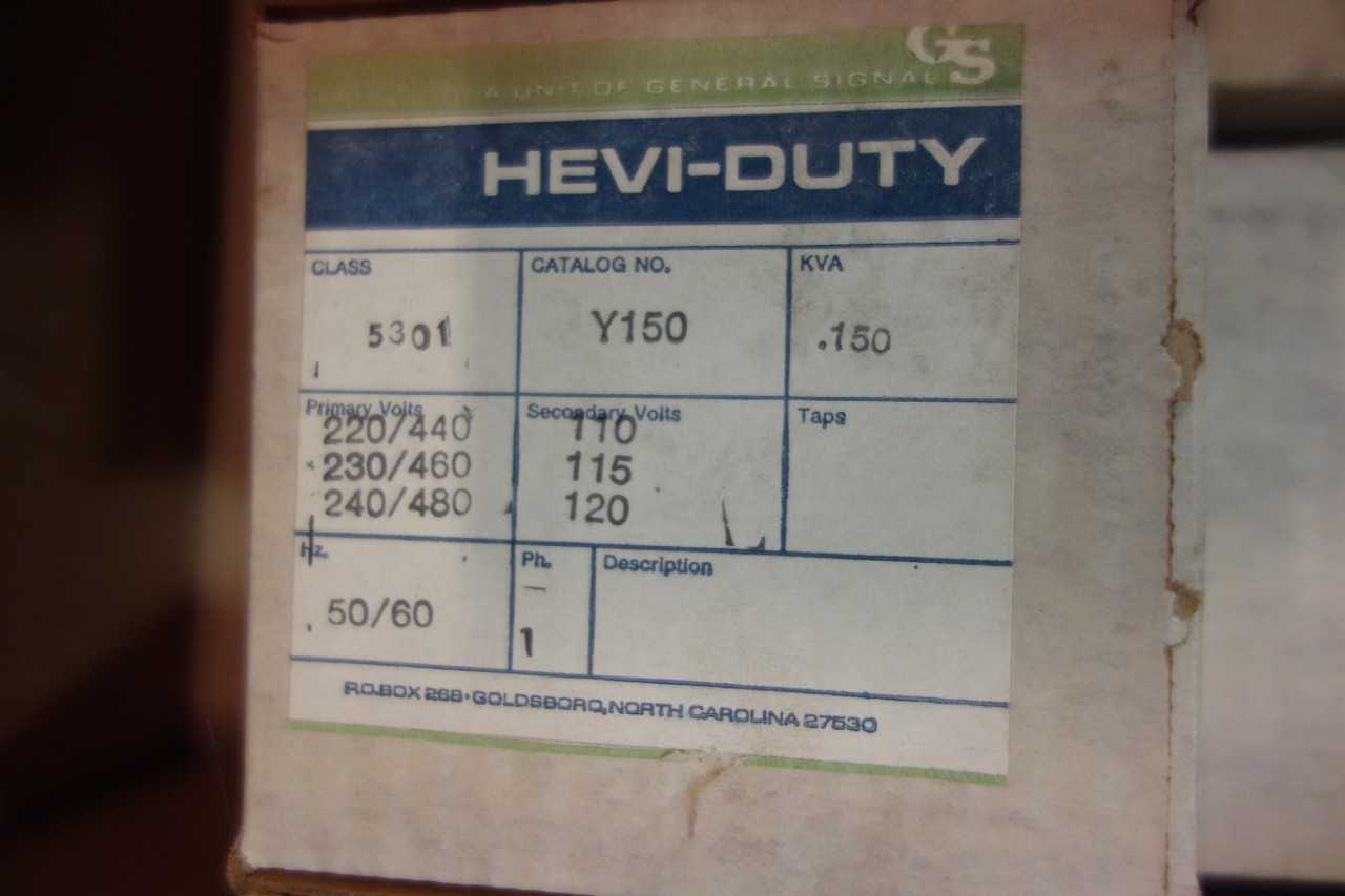 LOT OF GS GENERAL SIGNAL Y150 HEVI-DUTY 1PH 150VA 240/480V-AC 120V-AC VOLTAGE TRANSFORMERS - CONTROL TRANSFORMERS
