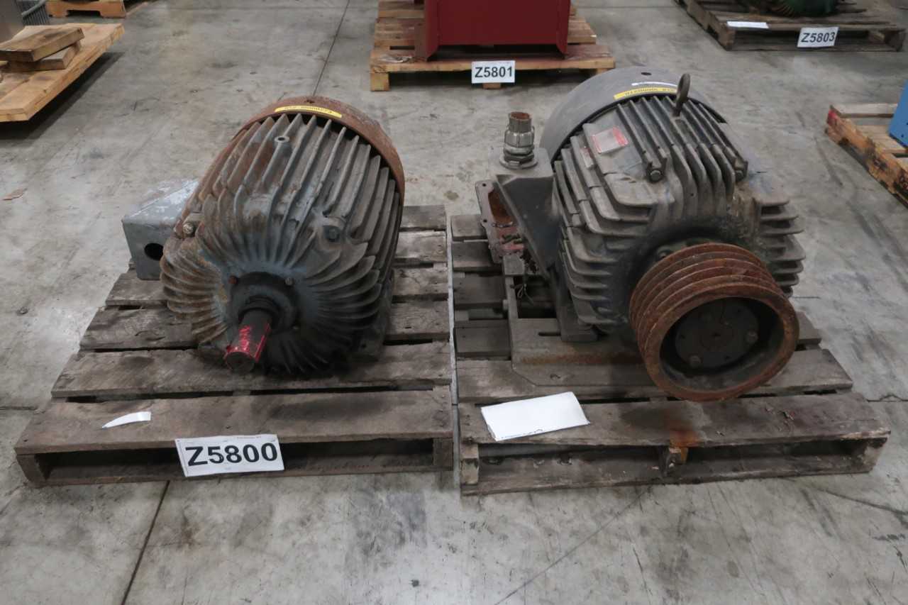 LOT OF 2 ASSORTED 50HP MOTORS BALDOR GE - ELECTRIC MOTORS