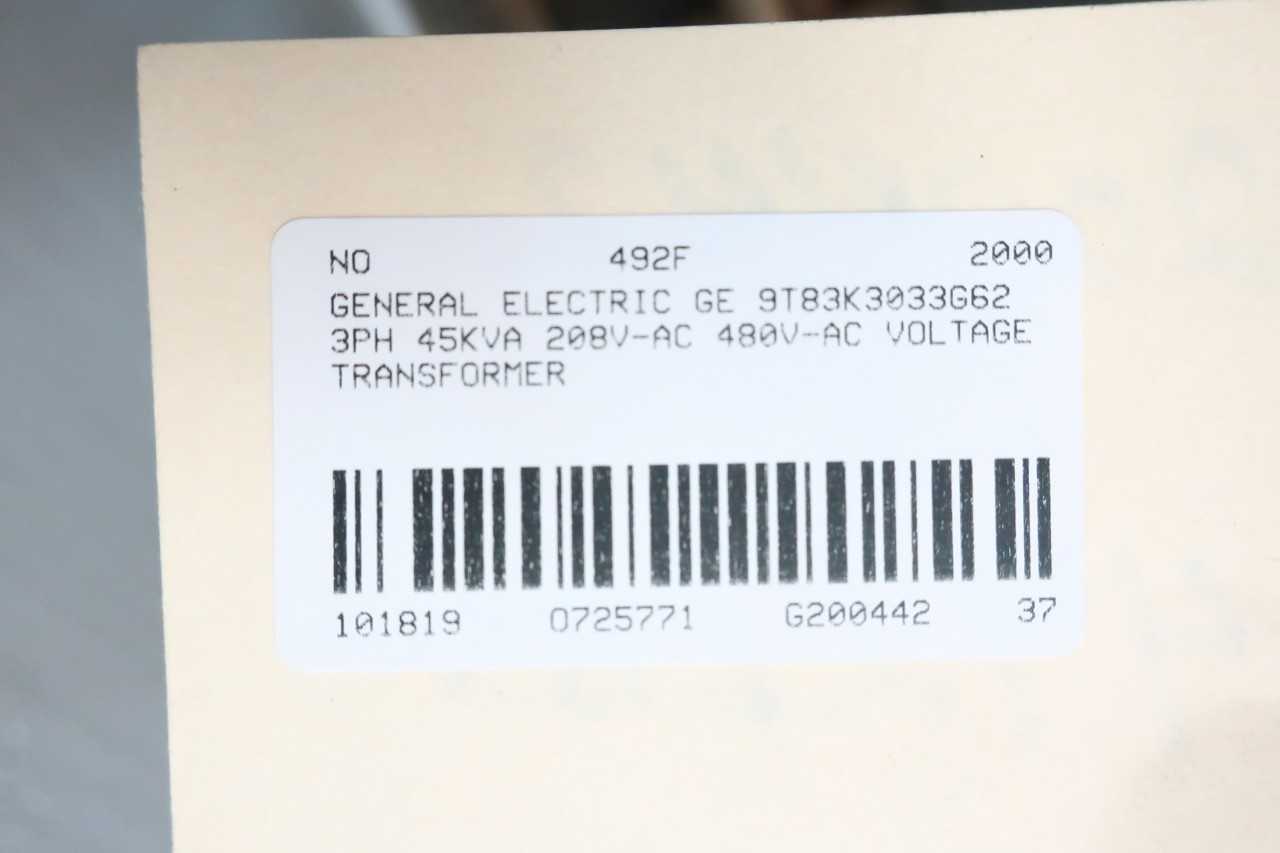 GENERAL ELECTRIC GE 9T83K3033G62 3PH 45KVA 208V-AC 480V-AC VOLTAGE TRANSFORMER - CONTROL TRANSFORMERS