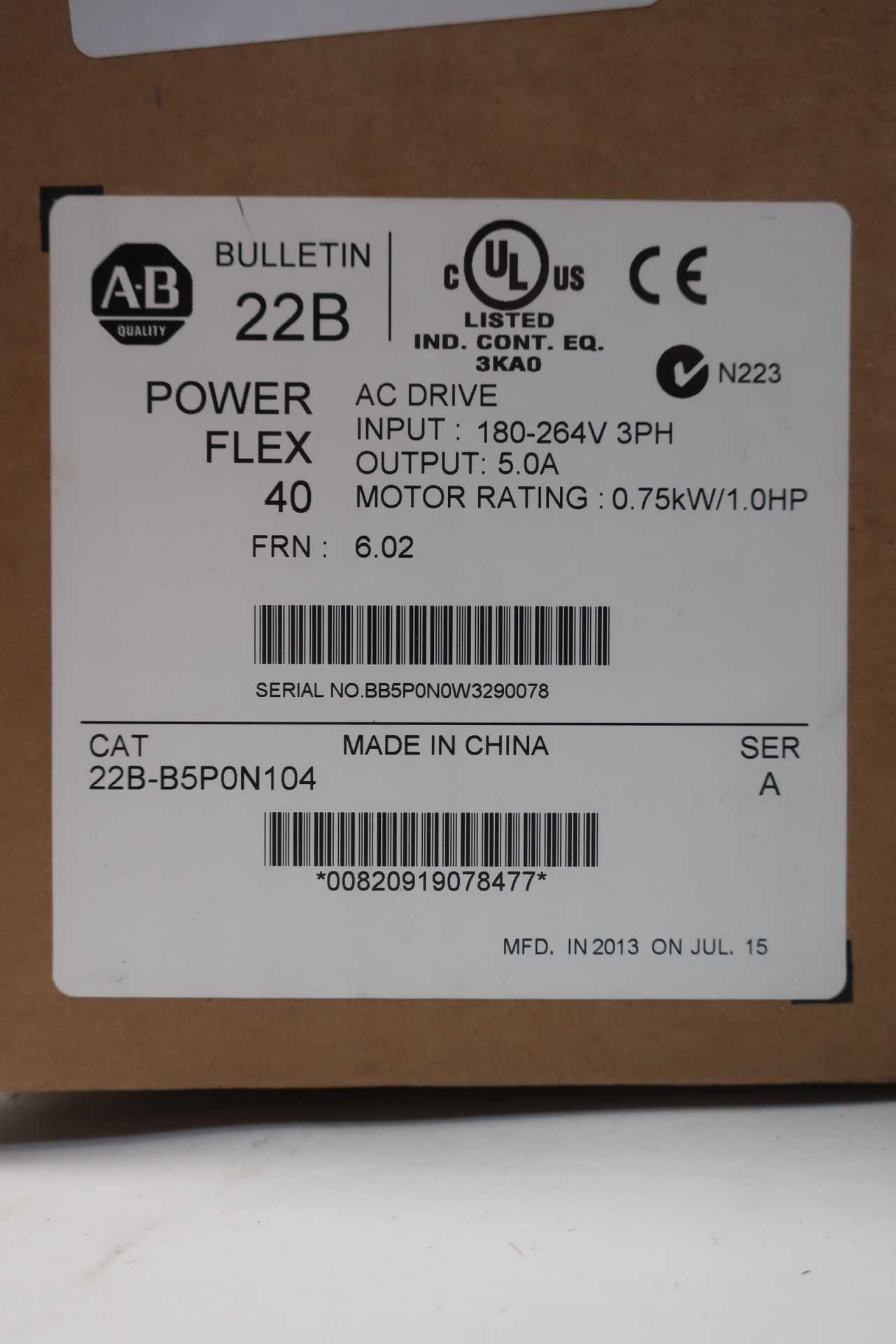 NEW ALLEN BRADLEY 22B-B5P0N104 POWERFLEX 40 MOTOR DRIVE 0-400HZ 1HP 230V - MOTOR DRIVES