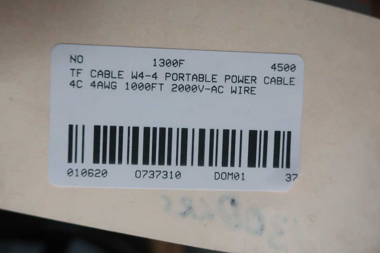 NA W4-4 PORTABLE POWER CABLE 4C 4AWG 1000FT 2000V-AC WIRE - ELECTRICAL COMPONENTS