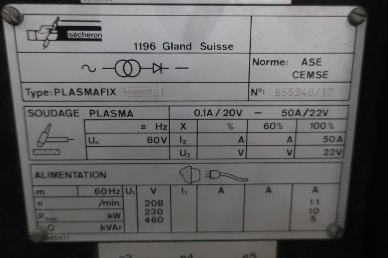 LOT OF 3 SECHERON/MERRICK 1196 GLAND SUISSE PLASMAFIX 51 WELDERS - WELDING EQUIPMENT