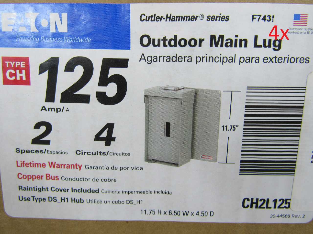 Lot of Quantity 4x CH2L125RP Electrical Loadcenters - ELECTRICAL COMPONENTS Lot of Quantity 4x CH2L125RP Electrical Loadcenters - ELECTRICAL COMPONENTS