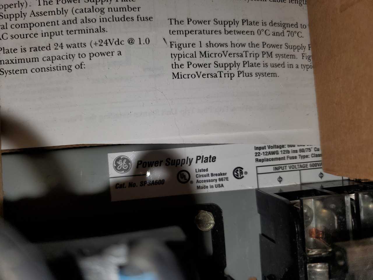 GE POWER SUPPLY SPSA600 QTY. 1 - AUTOMATION & CONTROLS