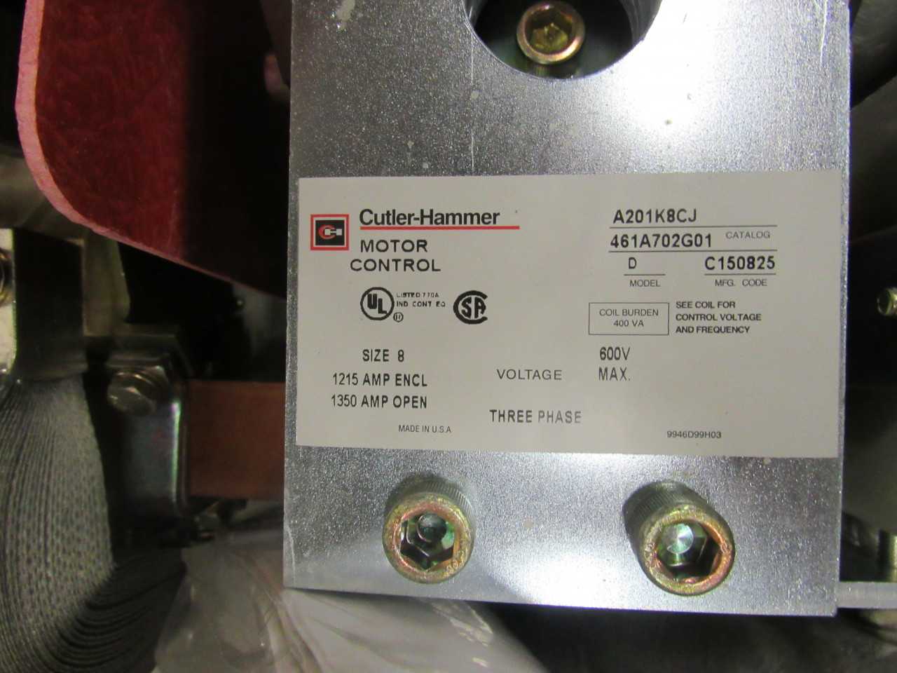 Lot of Quantity 1x A201K8CJ Size 8 Contactor - CONTACTORS