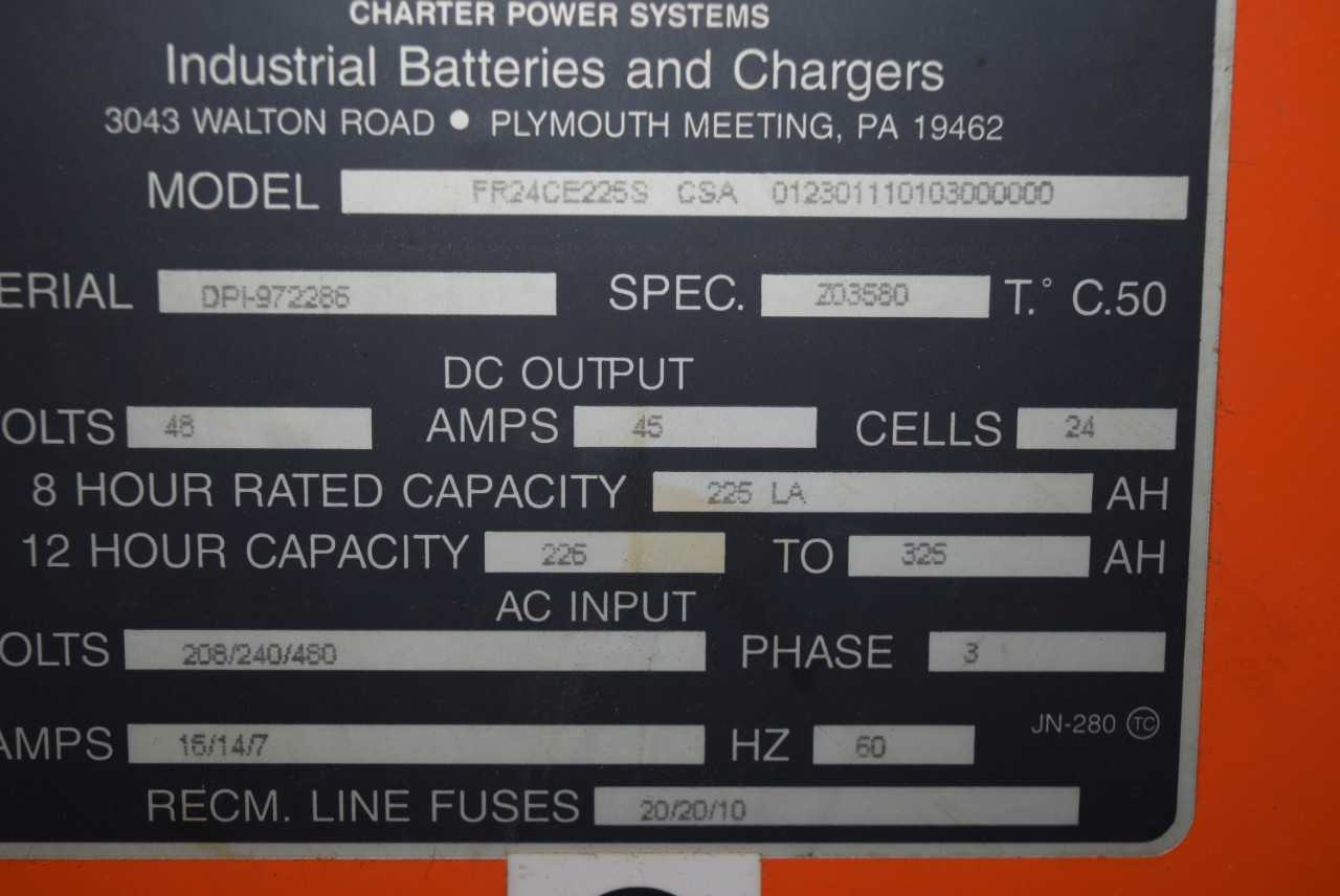 Charter Power Systems FR24CE225S Forklift Battery Charger - PLANT & FACILITY EQUIPMENT