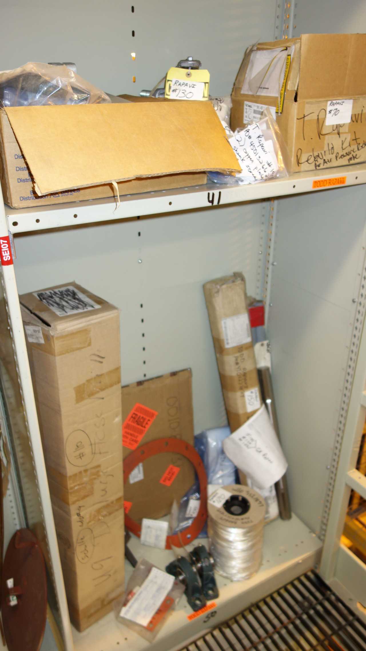 CONTENTS OF 4 SHELF COLUMNS, ASSORTED MRO - SHELVING