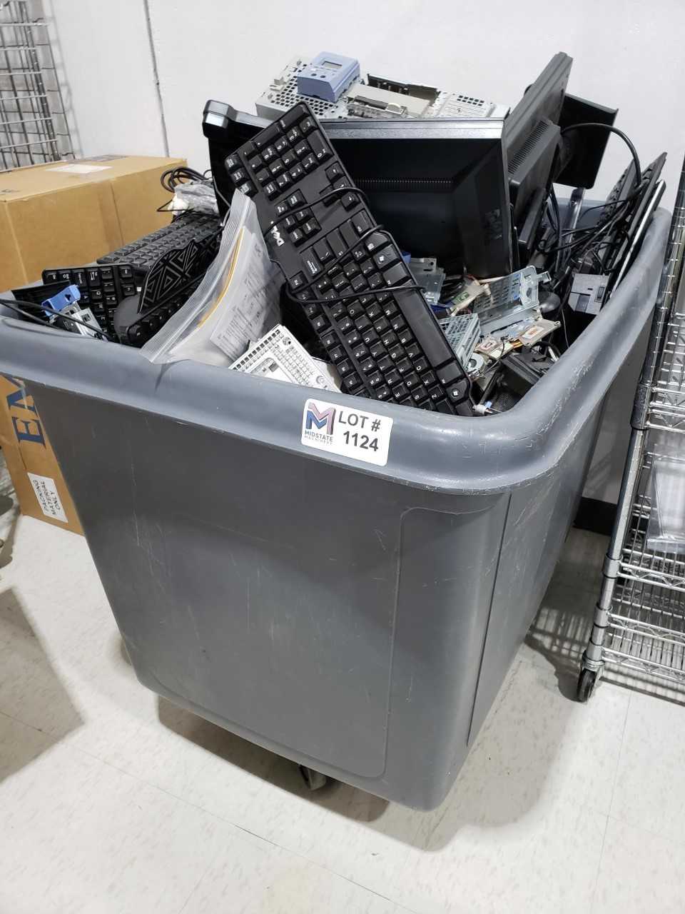 Rolling Tub Full Of Computer parts, keyboards & monitors - MISCELLANEOUS Rolling Tub Full Of Computer parts, keyboards & monitors - MISCELLANEOUS