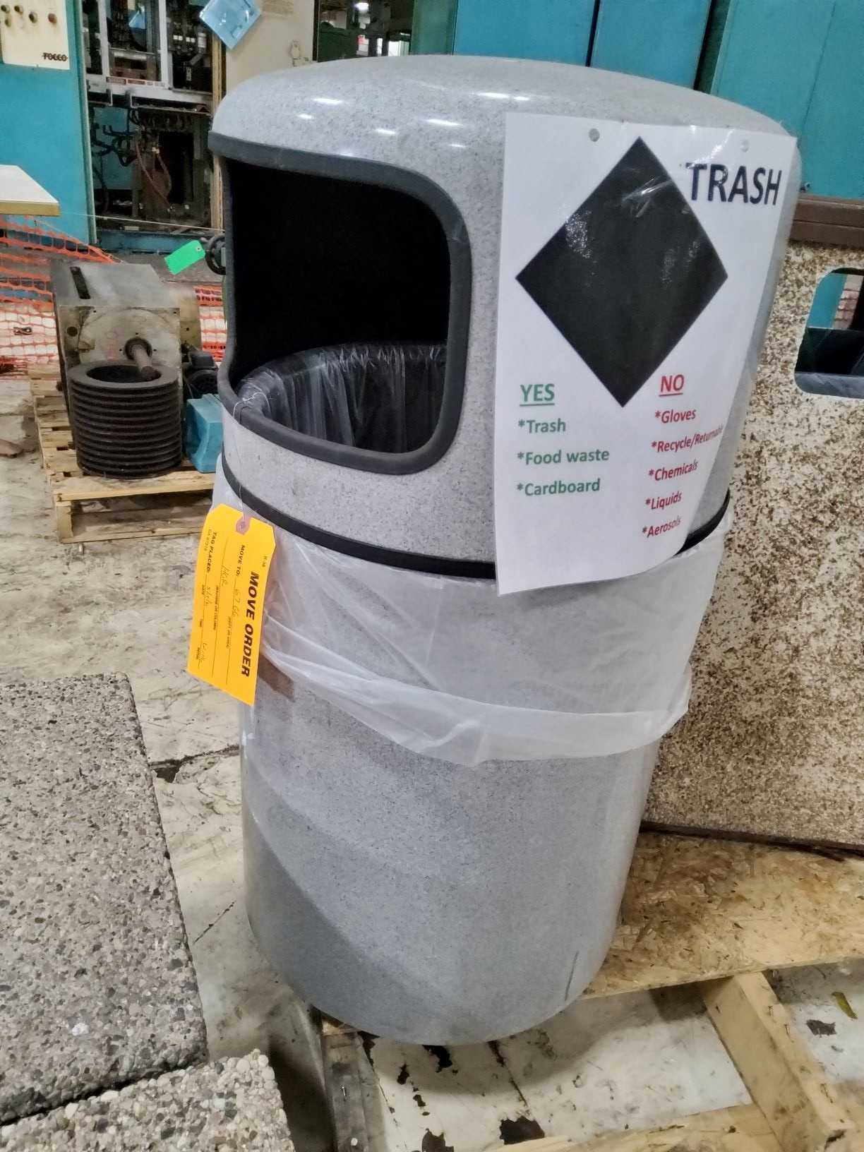Trash Receptacles - check quantities - CHECK VALVE