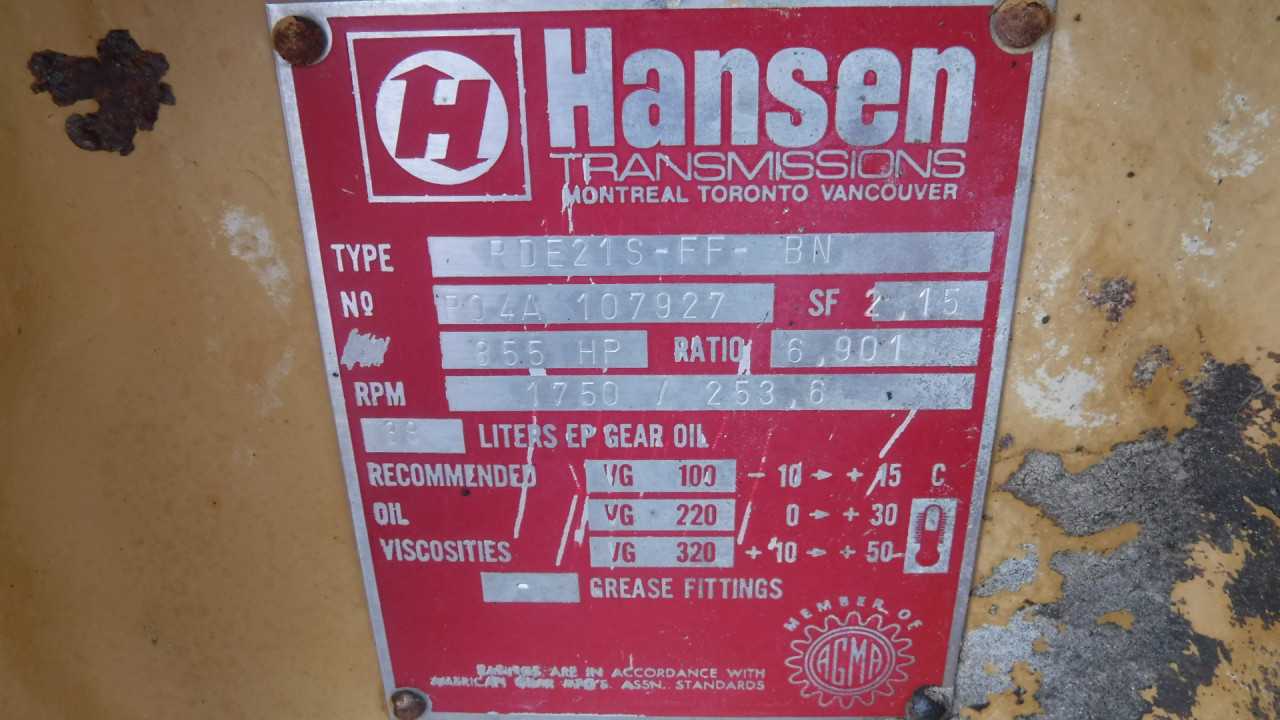 855 HP Hansen Gear Reducer Model RDE21S-FF-BN - GEAR REDUCERS