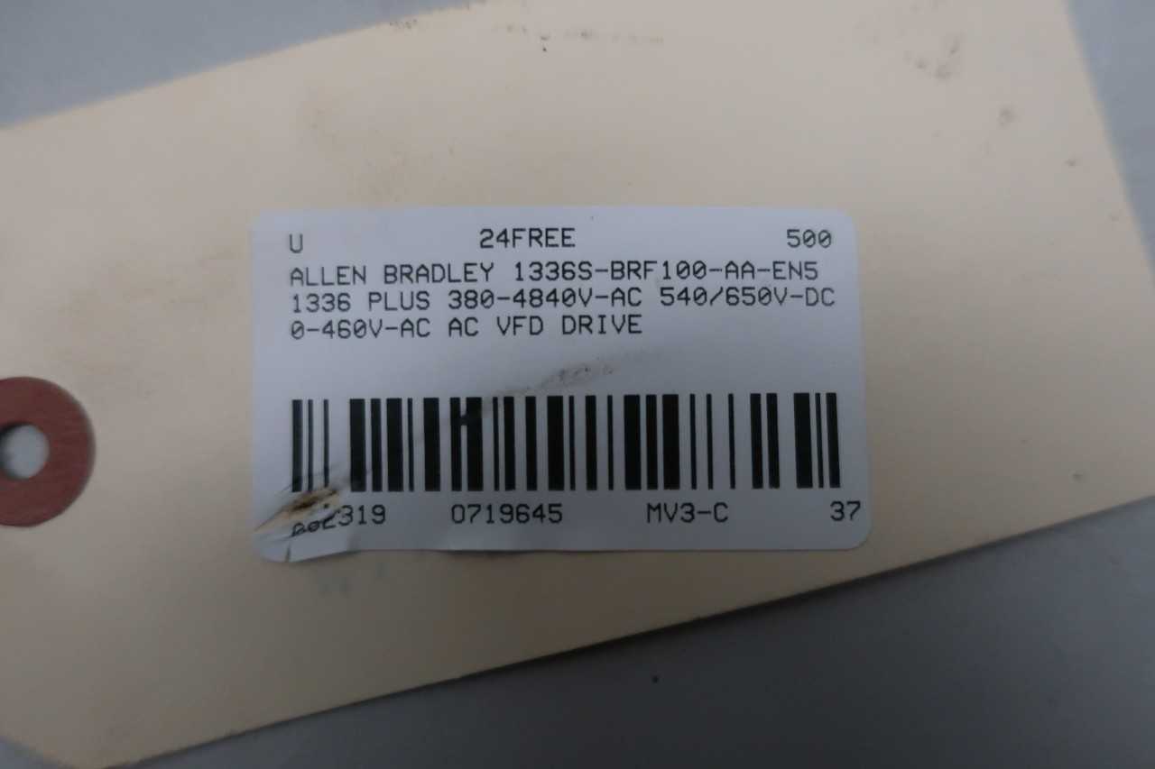 ALLEN BRADLEY 1336S-BRF100-AA-EN5 1336 PLUS 380-4840V-AC 540/650V-DC 0-460V-AC AC VFD DRIVE - MOTOR DRIVES