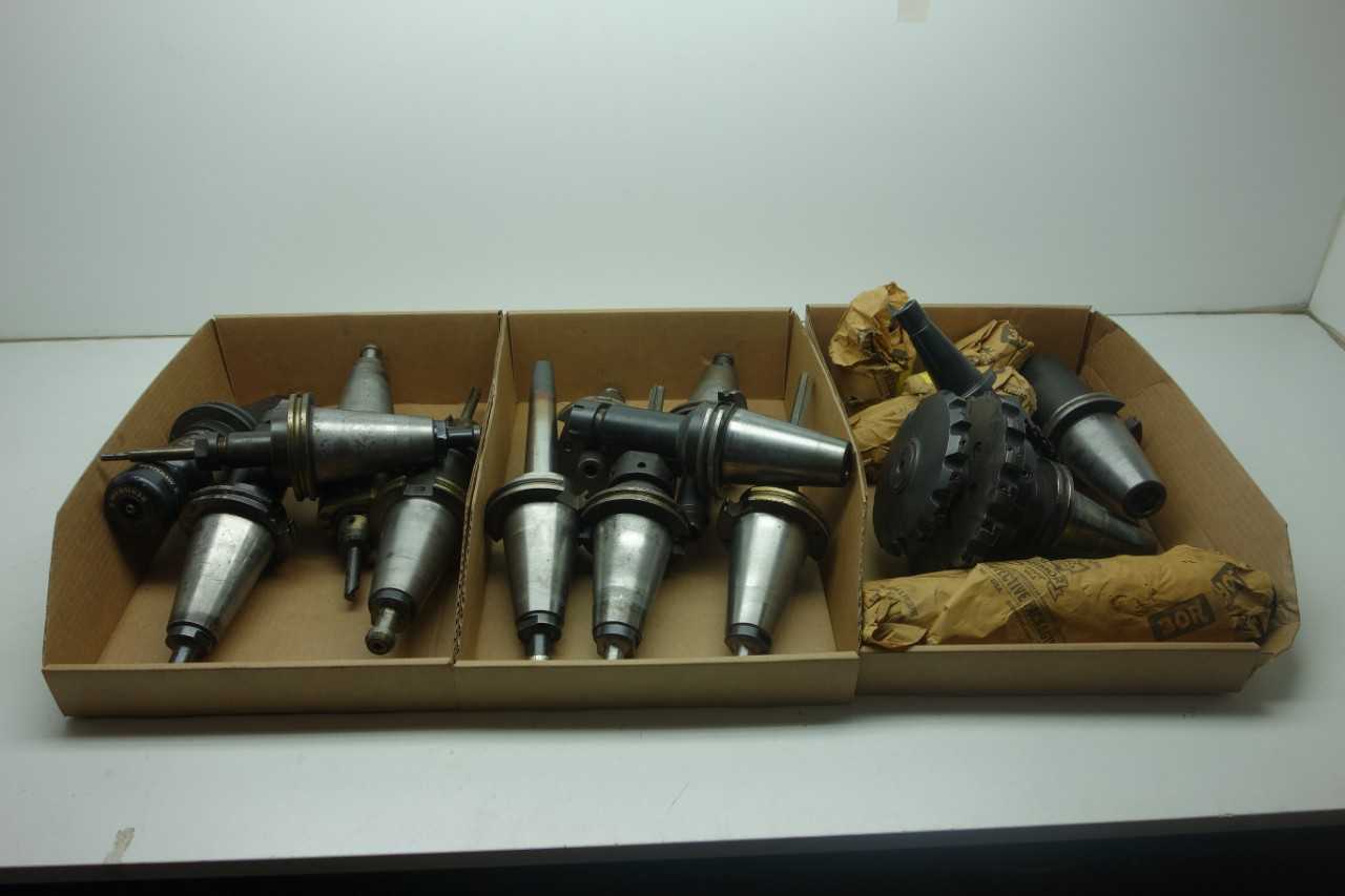 LOT OF ASSORTED CAT50 TOOL HOLDERS WITH ATTACHMENTS - BRINEY - MACHINING ACCESSORIES & TOOLING