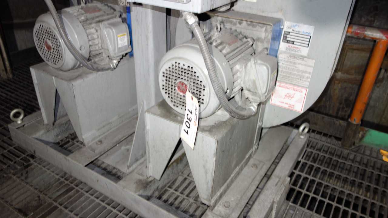 LOT OF 2 HOWDEN BUFFALO 5E BLOWERS WITH 5HP MOTOR - ELECTRIC MOTORS