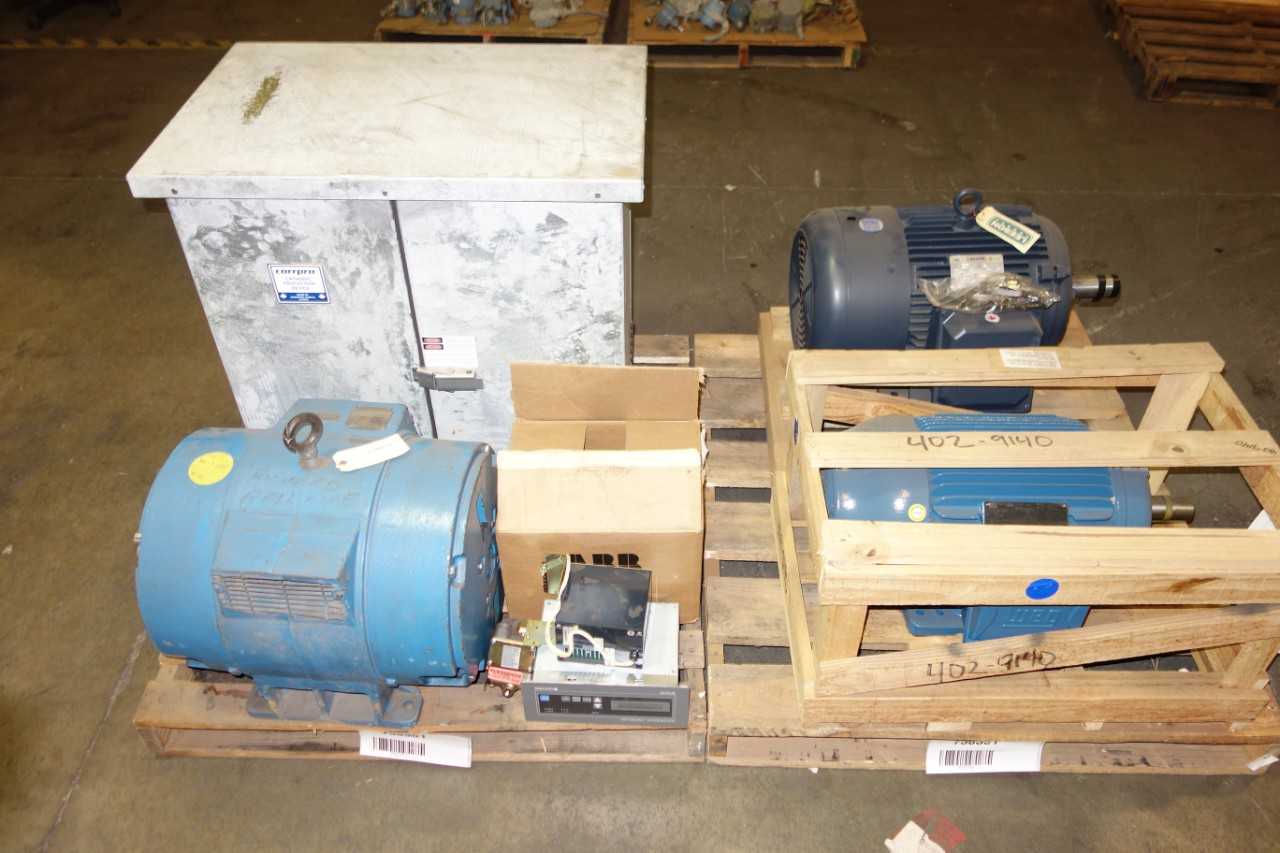 2 PALLETS OF ASSORTED AC MOTORS, CATHOTIC PROTECTION DEVICE - ELECTRIC MOTORS