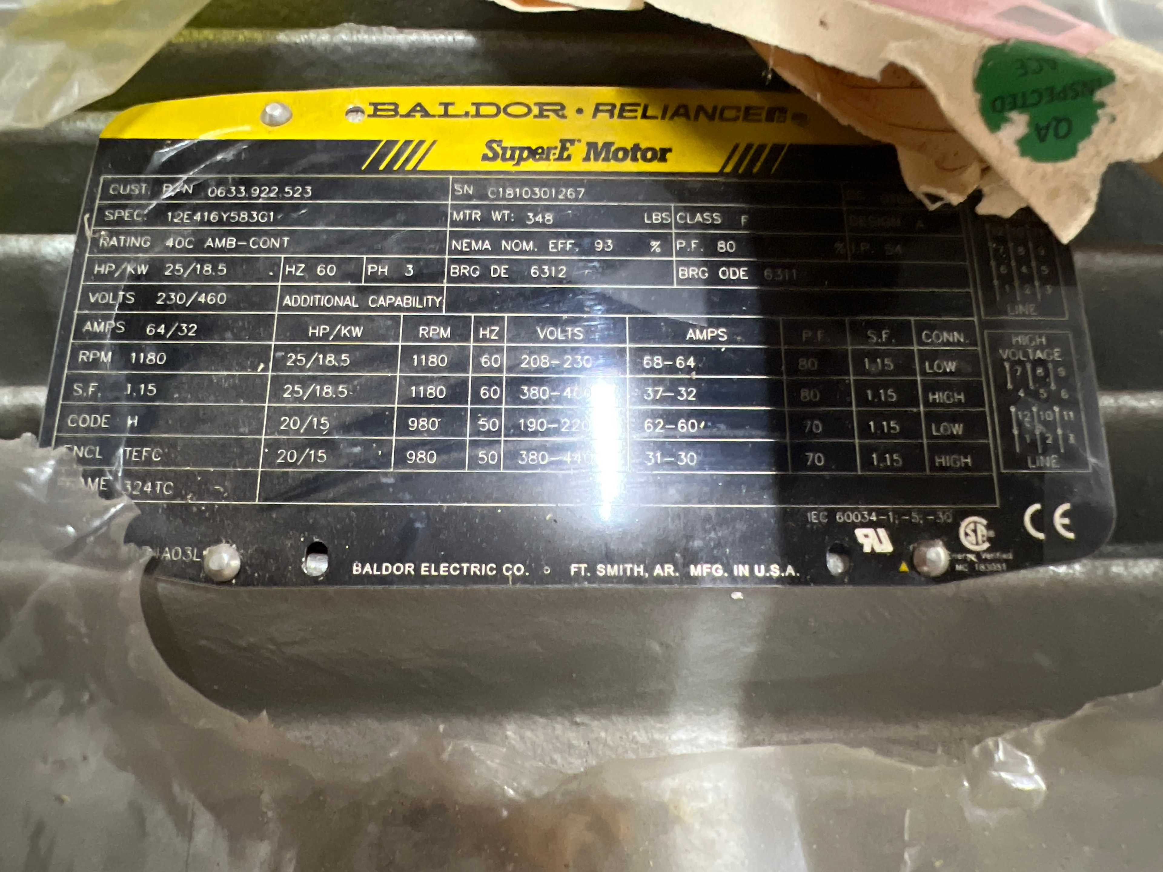BALDOR 12E416Y583G1 ELECTRIC MOTOR - ELECTRIC MOTORS