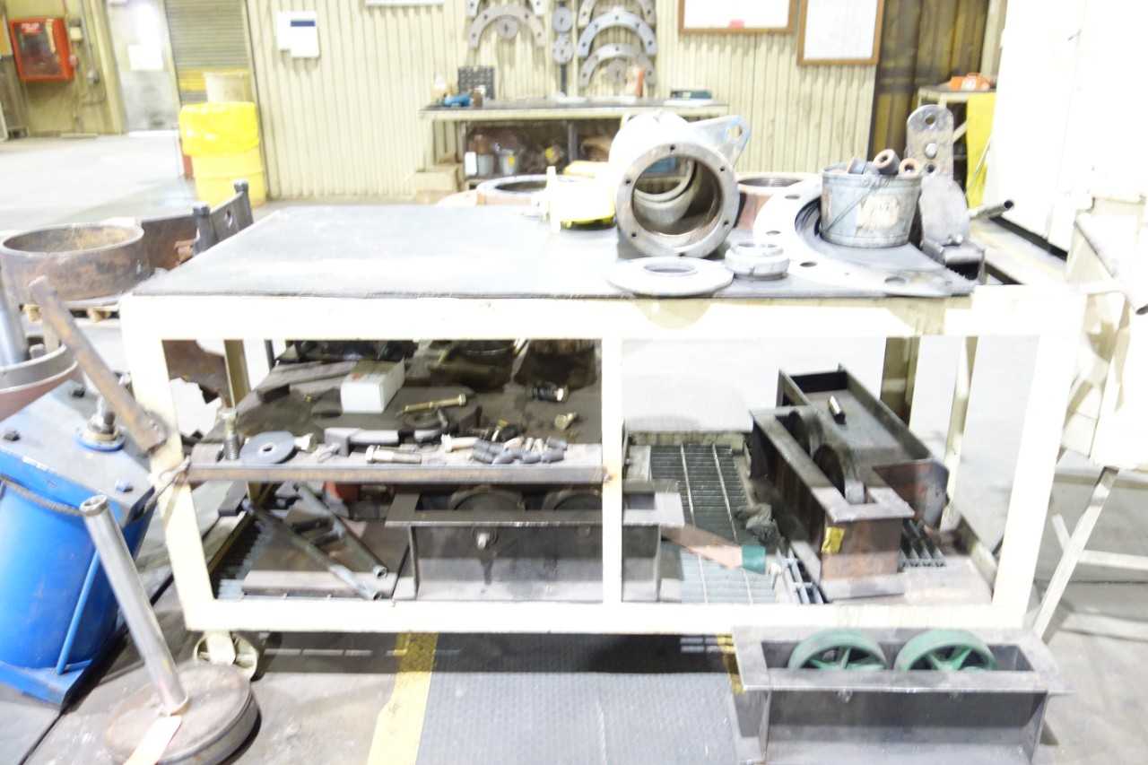 Steel work table 3'x6' with contents - PLANT & FACILITY