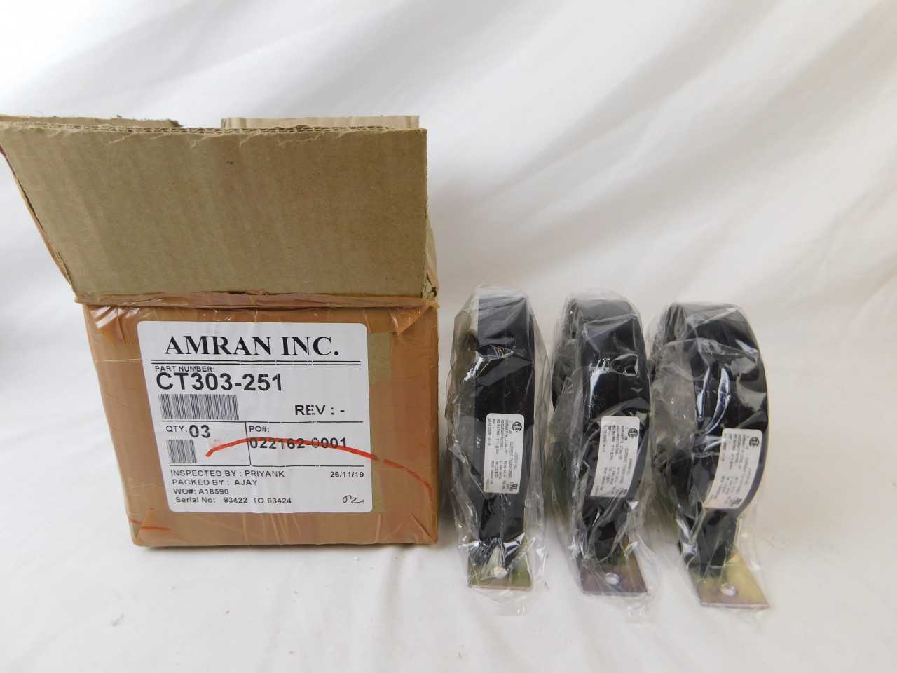 Quantity of 6 New Surplus Amran CT303-251 Current Transformer 250 5A Box Of 3 - CONTROL TRANSFORMERS Quantity of 6 New Surplus Amran CT303-251 Current Transformer 250 5A Box Of 3 - CONTROL TRANSFORMERS