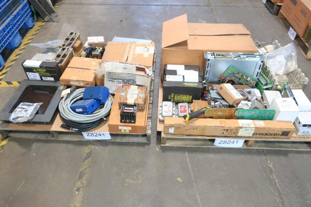 2 PALLETS OF ASSORTED ELECTRICAL SENSOR CONTROLS, CORDSET CABLES, SERVO AMP, CIRCUIT BOARDS, MODULES, LINEAR ENCODER, VIBRATION PROBE SENSOR- YASKAWA, FOXBORO, GENERAL ELECTRIC, BAILEY, WESTINGHOUSE - AUTOMATION & CONTROLS