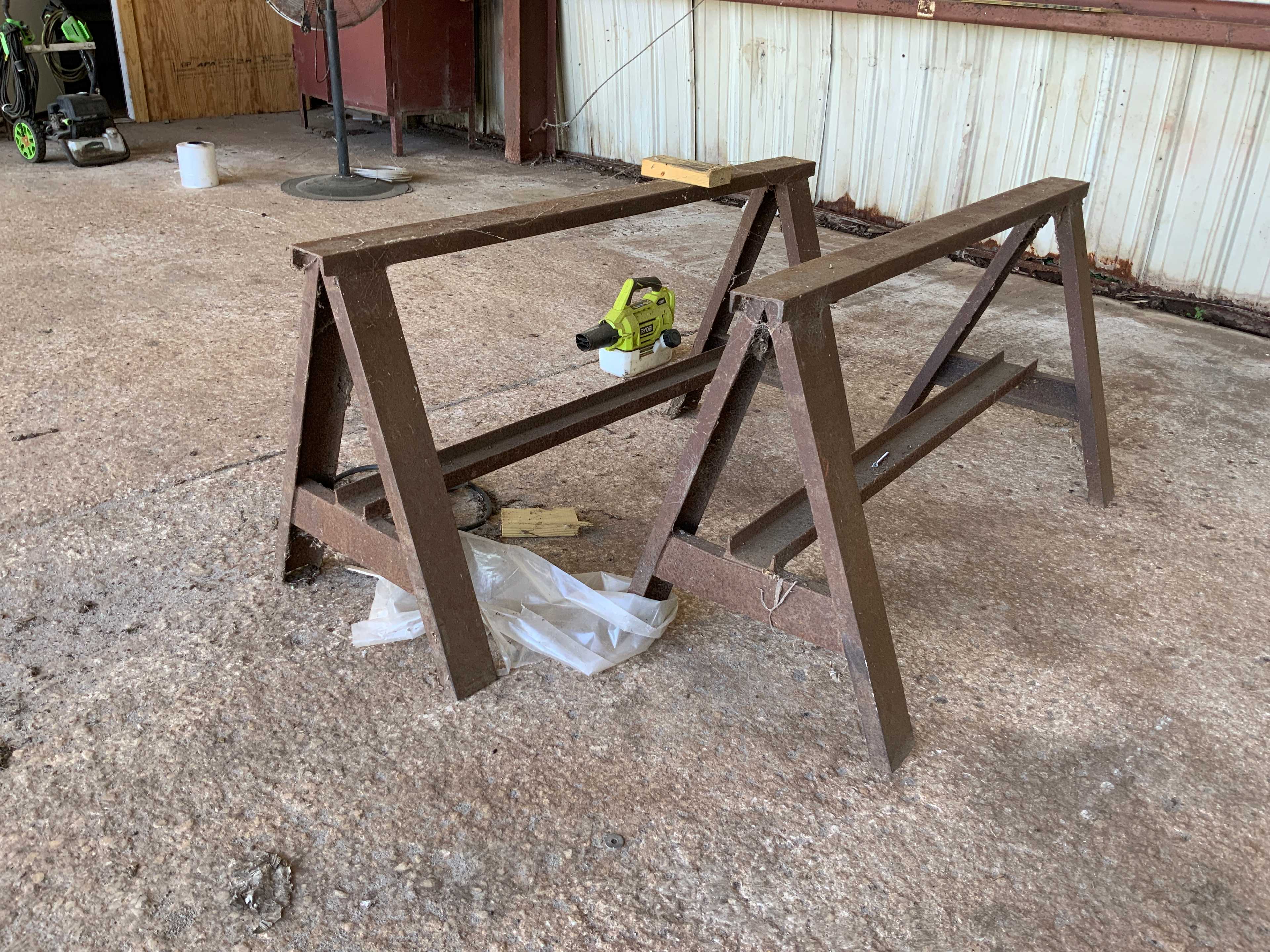 QTY 6 - METAL SAWHORSES - SHELVING