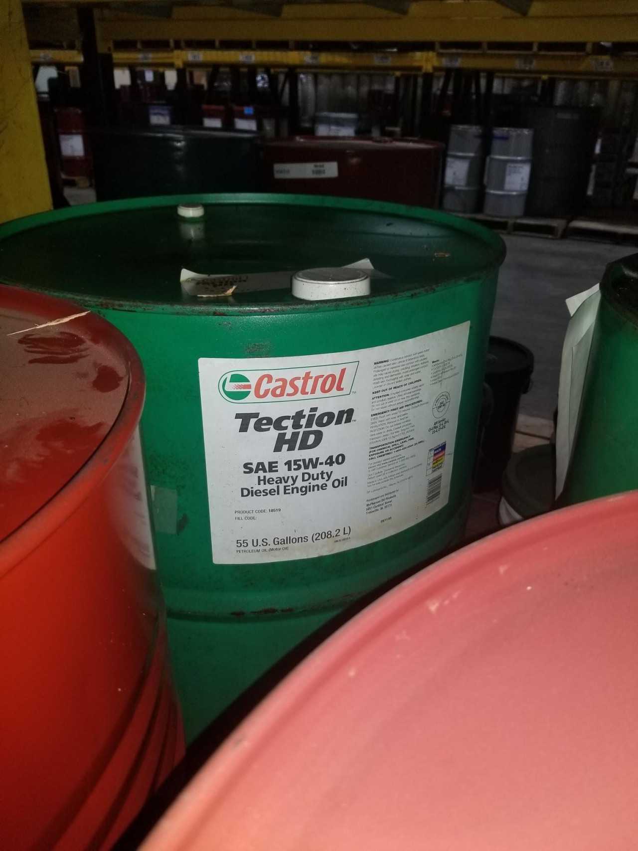 Lot of 2 Drums - CASTROL TECTION HD-DEO Heavy Duty Diesel Engine Oil 15W40 (CI4+) 55GAL (110ga total) - MISCELLANEOUS