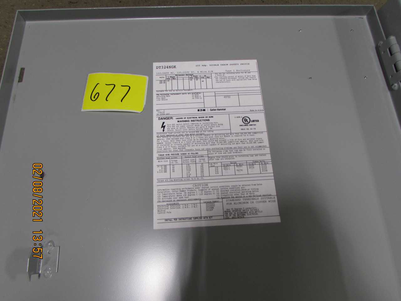 Eaton DT324NGK Safety Switch - ELECTRICAL COMPONENTS