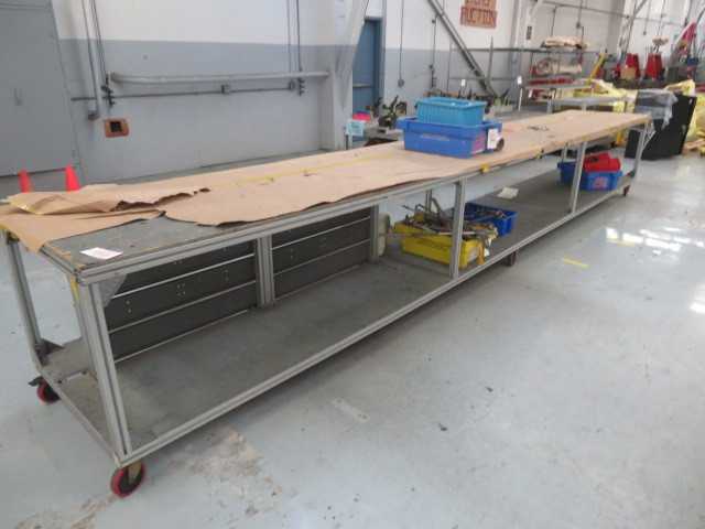 Long Aluminum Work Cart and Bench on Wheels - MISCELLANEOUS