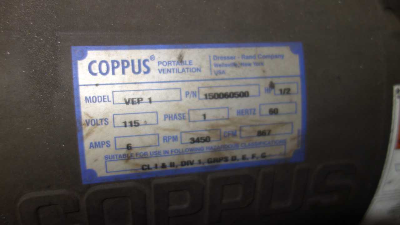 COPPUS VEP1 PORTABLE WELDING VENTILATOR 115V - MISCELLANEOUS