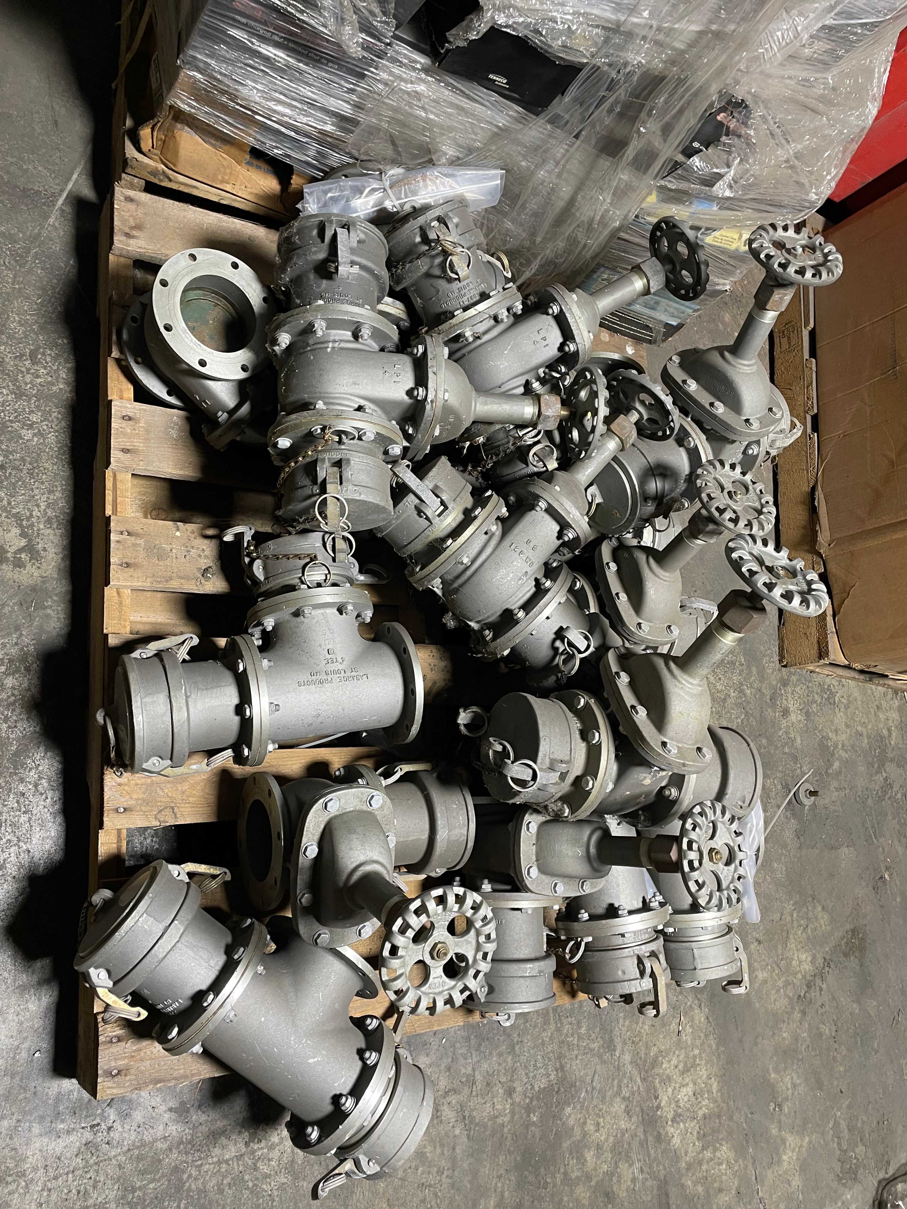 QTY 17 - LABARGE SCREW VALVE WITH CAM-LOCK COUPLINGS AND CAPS - VALVES & PLUMBING