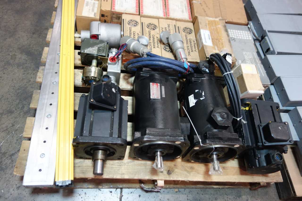 4 PALLETS OF ASSORTED ELECTRICAL AUTOMATION, CONTROLLER CONTROLS, SERVO MOTOR, CHASSIS MODULE, SWITCHES, CONTROLS - AUTOMATION & CONTROLS