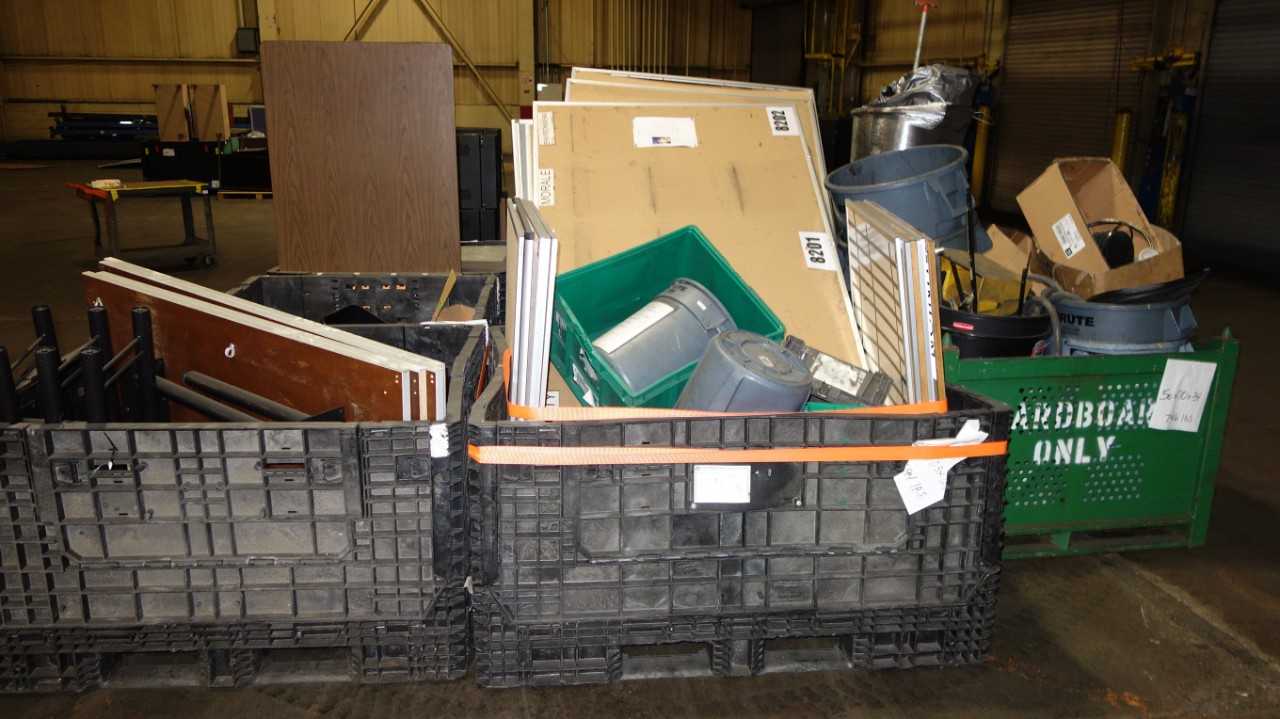 6 PALLETS OF ASSORTED MISCELLANEOUS OFFICE SUPPLIES AND FURNITURE - PLANT & FACILITY