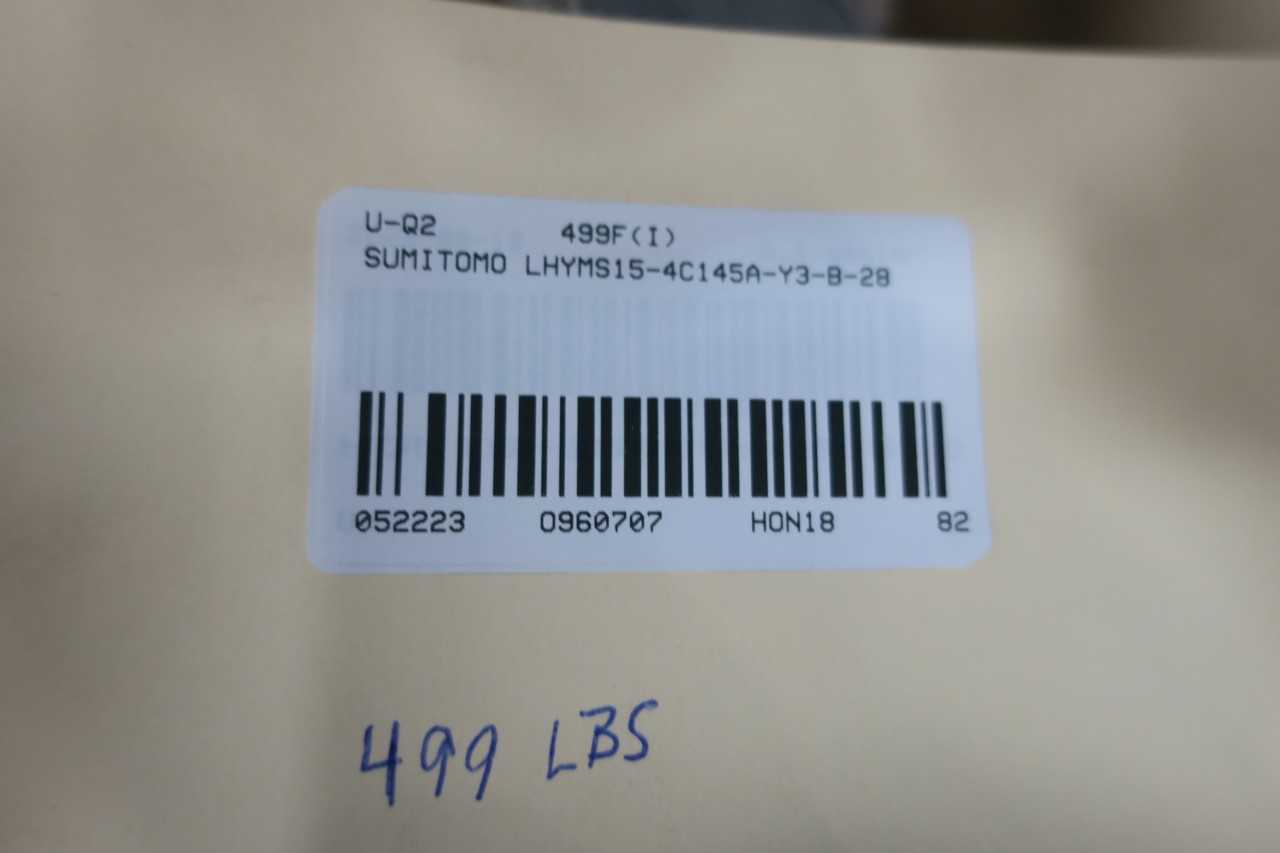 SUMITOMO LHYMS15-4C145A-Y3-B-28 62.5RPM 15HP GEARMOTOR - ELECTRIC MOTORS