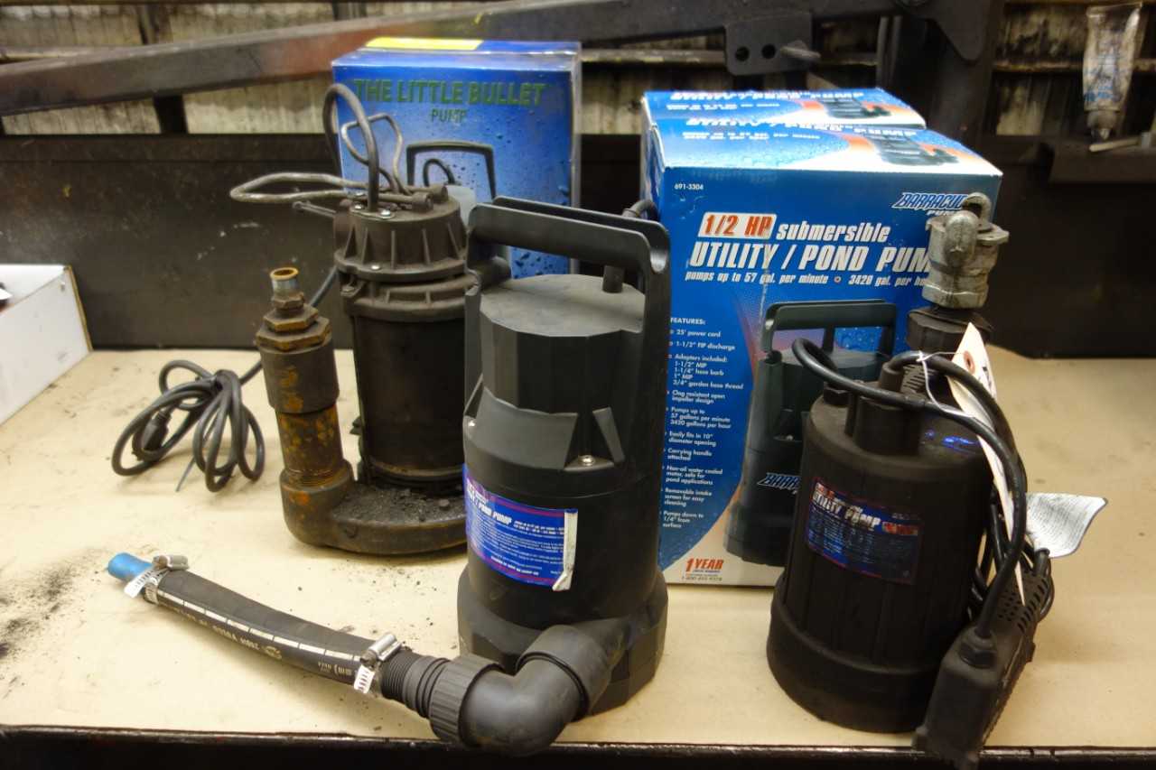 LOT OF 6 ASSORTED SUBMERSIBLE PUMPS, 1/2HP - SUBMERSIBLE PUMP