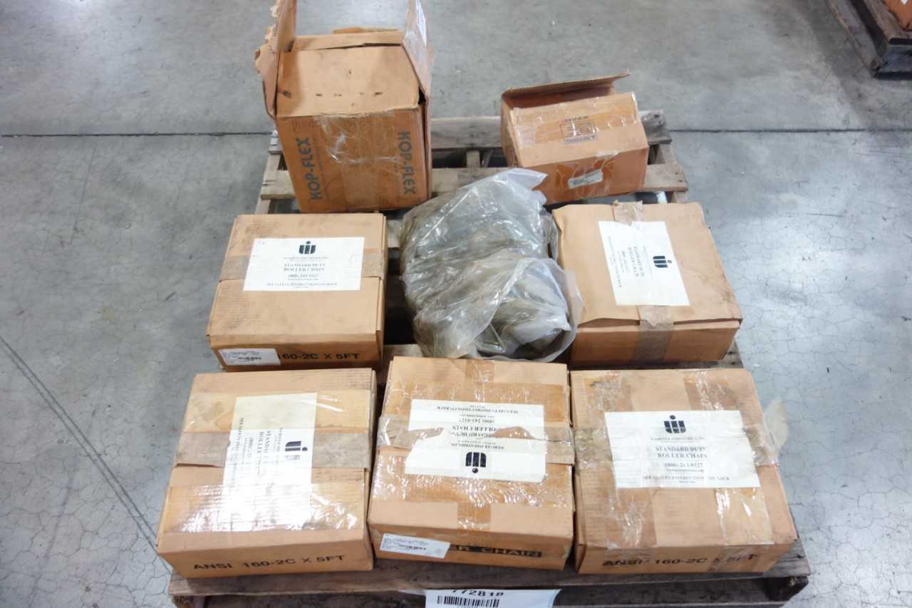 LOT OF ASSORTED POWER TRANSMISSION 160-2C 5FT ROLLER CHAIN KOP-FLEX 3-1/2W FHUB - POWER TRANSMISSION