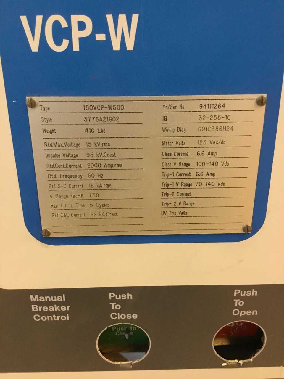 LOT OF 7 WESTINGHOUSE VCP-W CIRCUIT BREAKERS - CIRCUIT BREAKERS