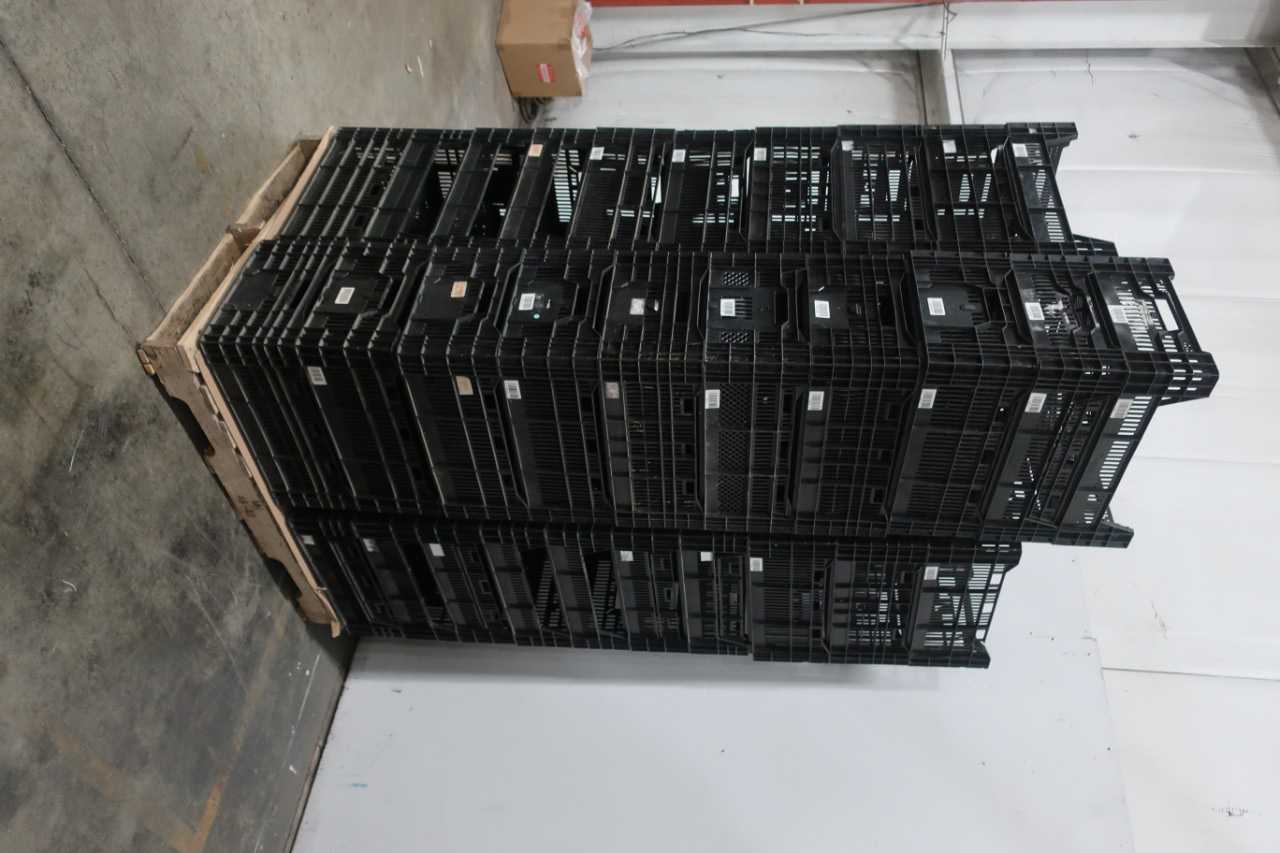 LOT OF 50 BLACK STORAGE TOTES - MATERIAL HANDLING