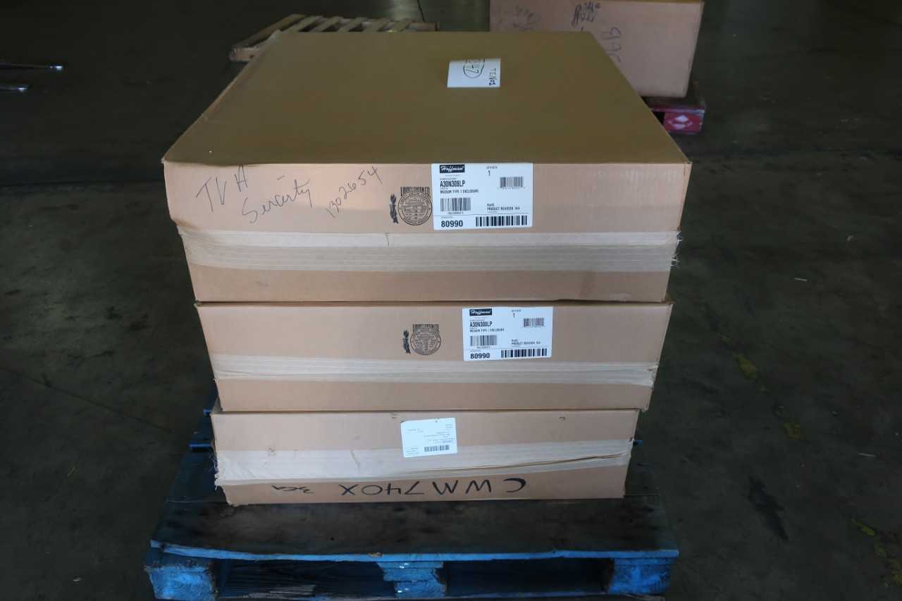 LOT OF 3 HOFFMAN A30N308LP MEDIUM TYPE 12 STEEL ENCLOSURE 30X30X8.625 - INDUSTRIAL PARTS