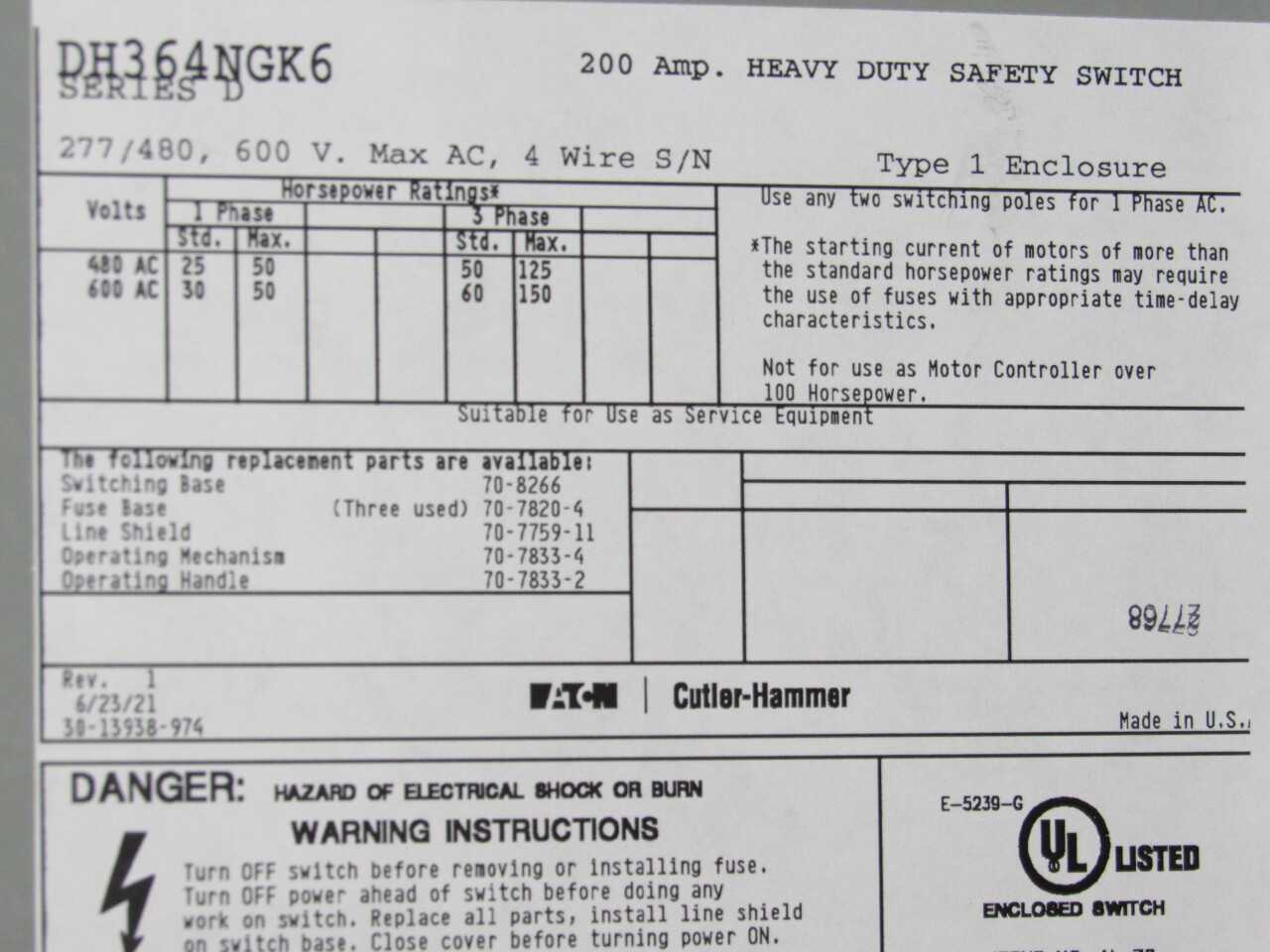Eaton Safety Switches - SAFETY EQUIPMENT