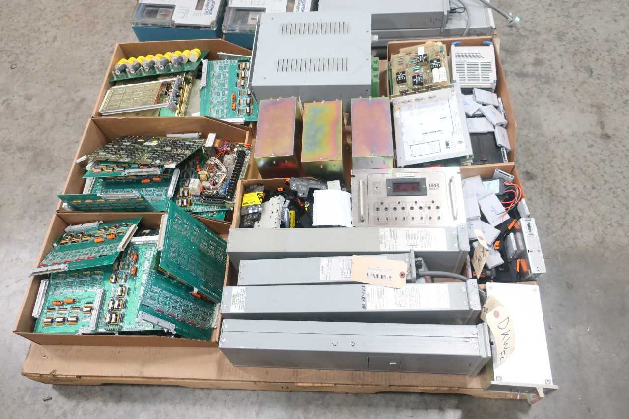 2 PALLETS OF ASSORTED ELECTRICAL CIRCUIT BOARDS, CONTROLS, TRANSMITTER, INPUT - MILLTRONICS, FOXBORO, FISHER, MEDOR - AUTOMATION & CONTROLS