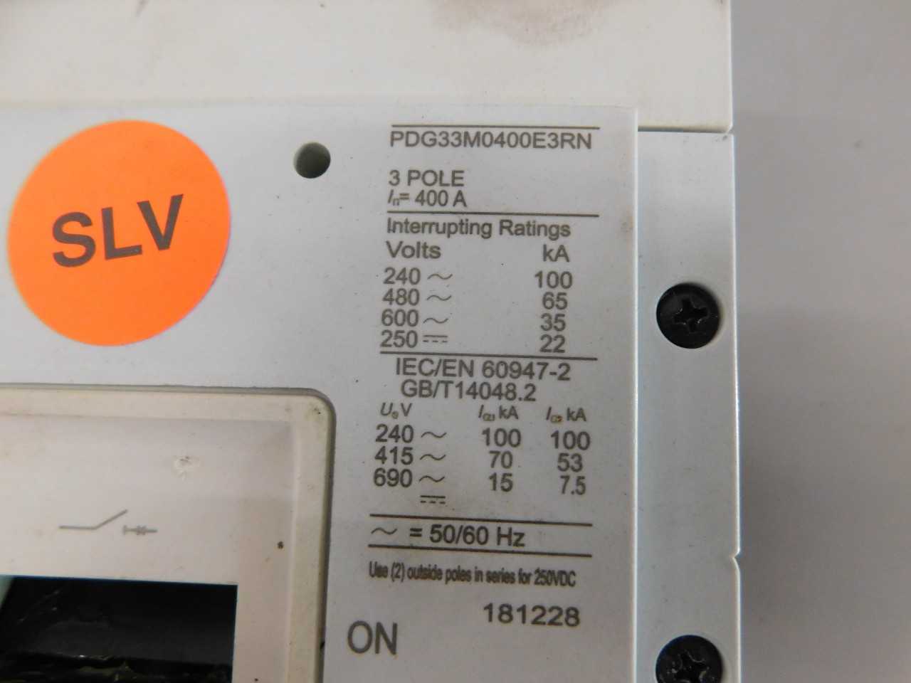 [SALVAGE - FOR PARTS ONLY] Eaton PDG33M0400E3RN MCCB PDG3 3P 400A - CIRCUIT BREAKERS