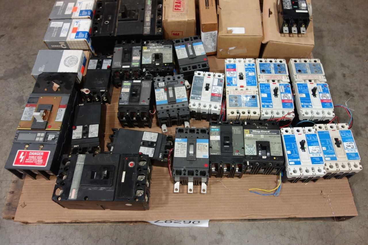 1 PALLET OF ASSORTED MOLDED CASE CIRCUIT BREAKERS- WESTINGHOUSE, CUTLER-HAMMER, FUJI - CIRCUIT BREAKERS