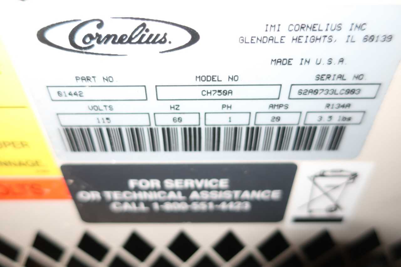 CORNELIUS 01442 CH750A 115V LIQUID COOLING SYSTEM - HVAC EQUIPMENT