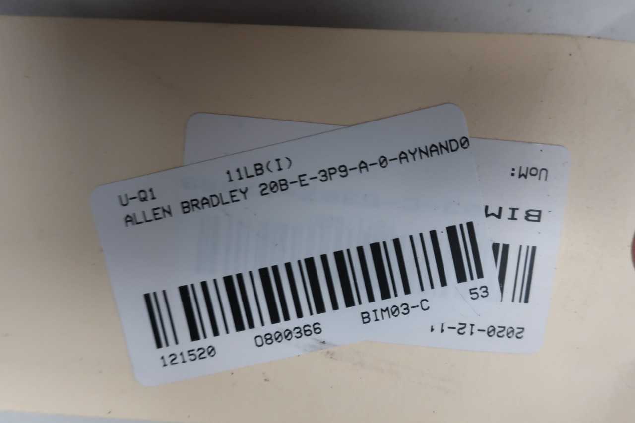 ALLEN BRADLEY 20BE3P9A0AYNAND0 POWERFLEX 700 AC DRIVE 3HP - MOTOR DRIVES